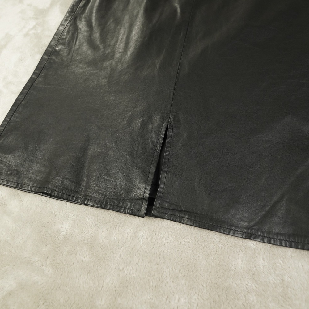 Cedars Leather Midi Skirt Women's 8 Black Vintage Moto Grunge Lined A-Line - Picture 4 of 9